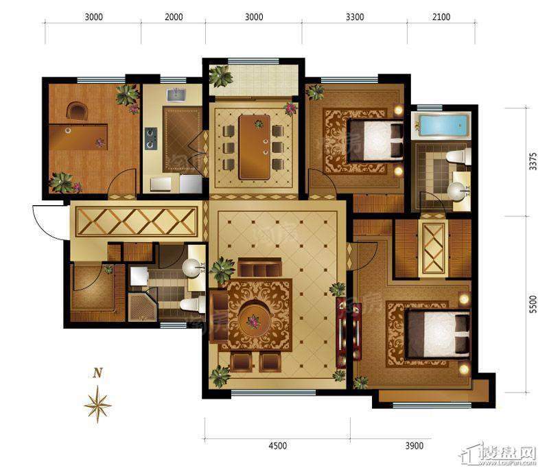 一期6号楼小高层标准层C户型户型图