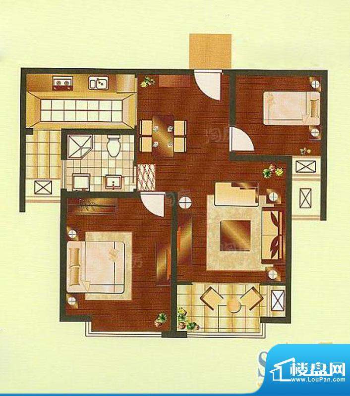 中茵龙湖国际B2户型面积:83.57平米