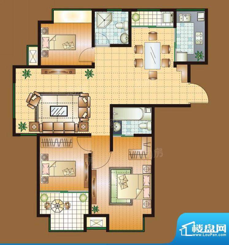 中茵龙湖国际13#c1户面积:128.60平米