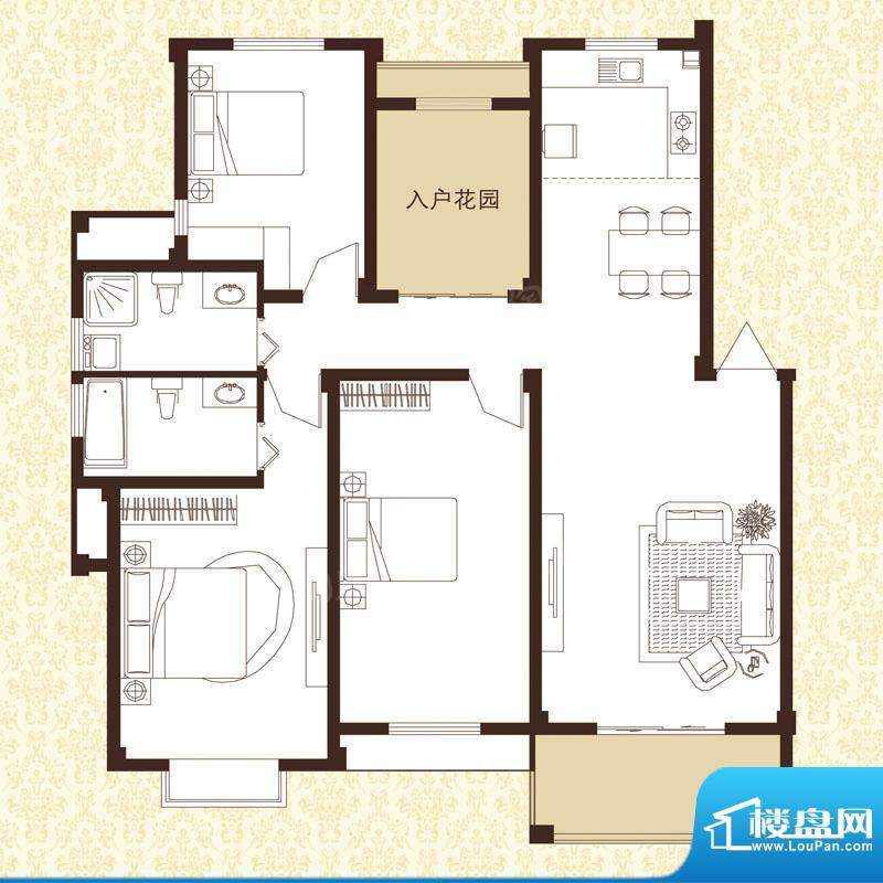 华西格林春天多层C户面积:127.00平米