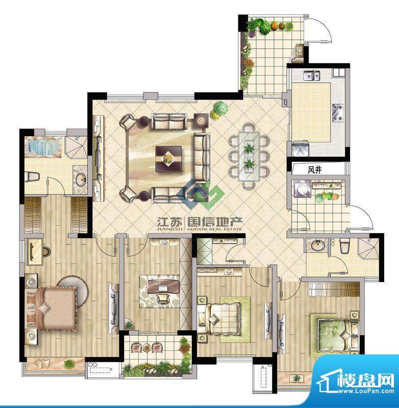 国信上城H1户型18面积:183.00平米