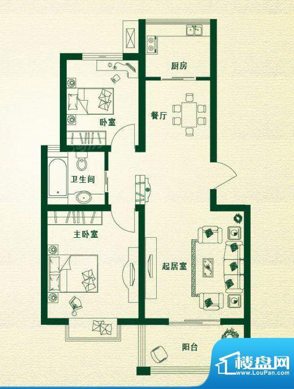 万豪绿城多层花园洋面积:87.00平米