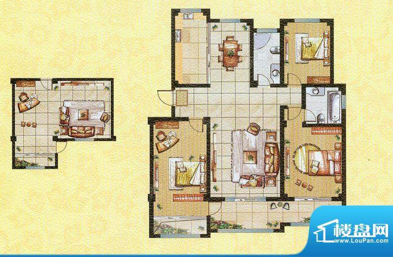 建桥香格里拉D户型 面积:208.00平米