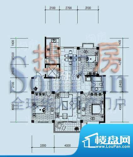 阳光水岸花园户型图面积:136.23平米