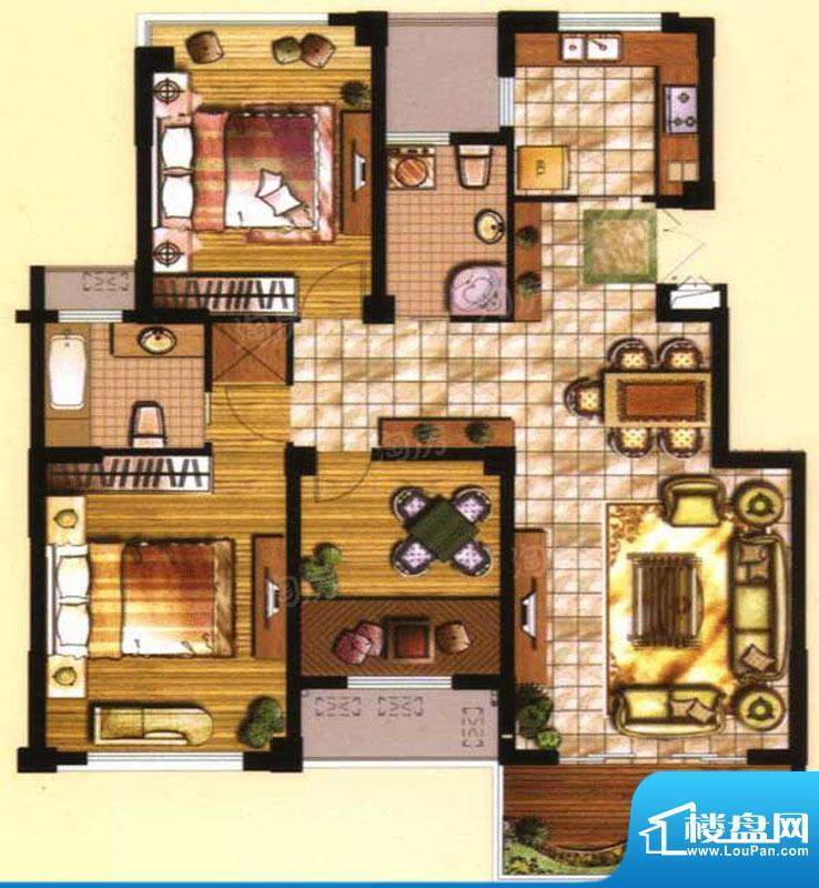 江南一品A户型 3室2面积:120.00平米