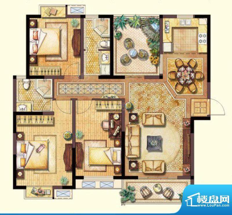 依云城邦云顶C户型 面积:128.00平米