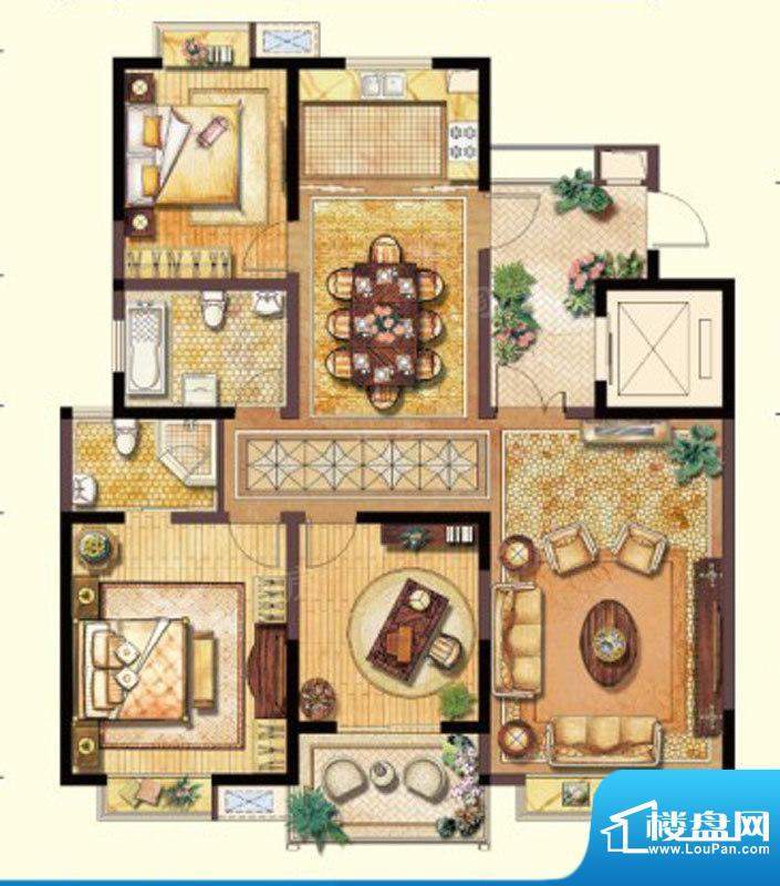 依云城邦云顶D户型 面积:135.00平米