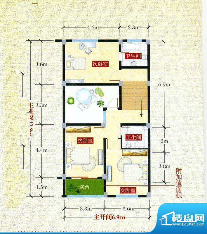 加州庄园联排G户型二面积:258.00平米