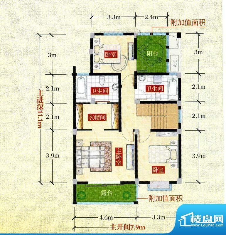 加州庄园叠加H2户型面积:173.00平米