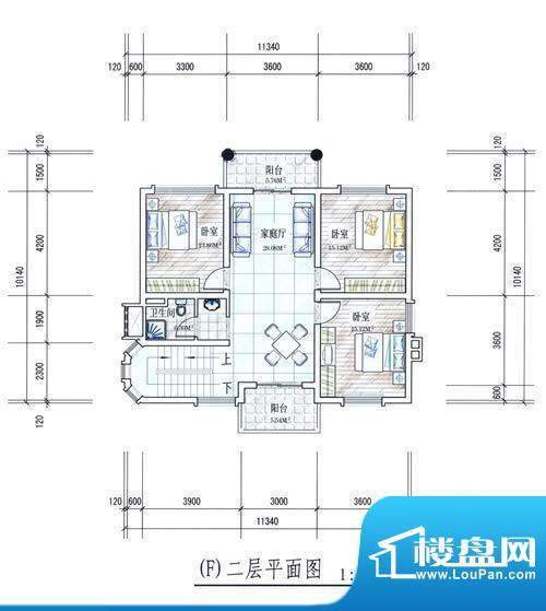 维纳花园F户型二层 面积:269.39平米
