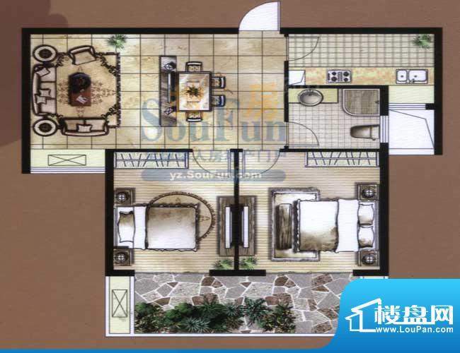 骏和国际公馆E2户型面积:83.00平米