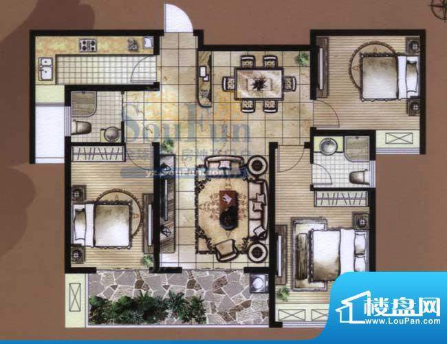 骏和国际公馆D2户型面积:116.00平米