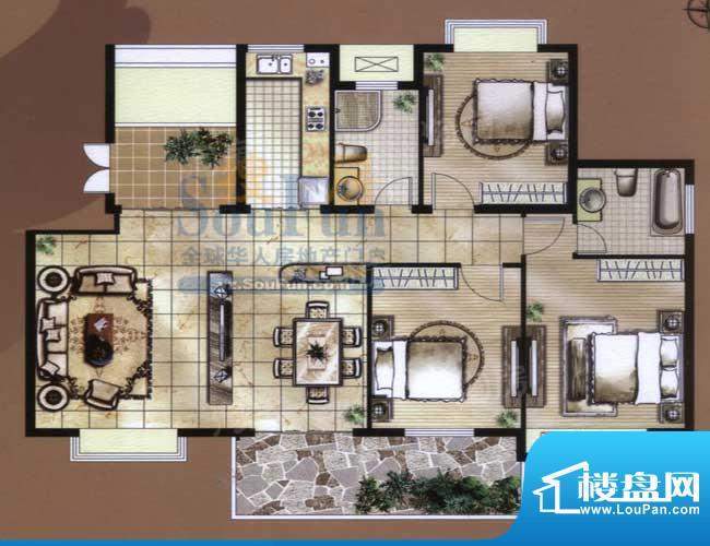 骏和国际公馆C4户型面积:135.00平米