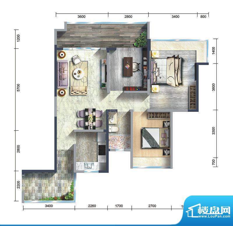 润达幸福汇7栋奇数层面积:88.00m平米