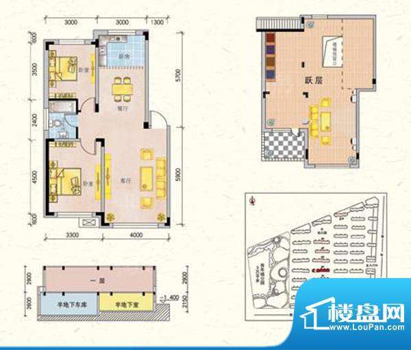 东田青年城二期F户型面积:86.00平米