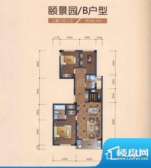 东厦颐景园颐景园B户面积:122.50m平米