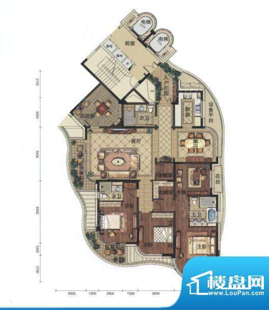 香湖郡2、4、6号楼J面积:238.00m平米