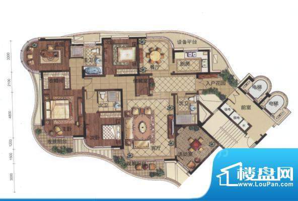 香湖郡2、4、6号楼J面积:194.00m平米