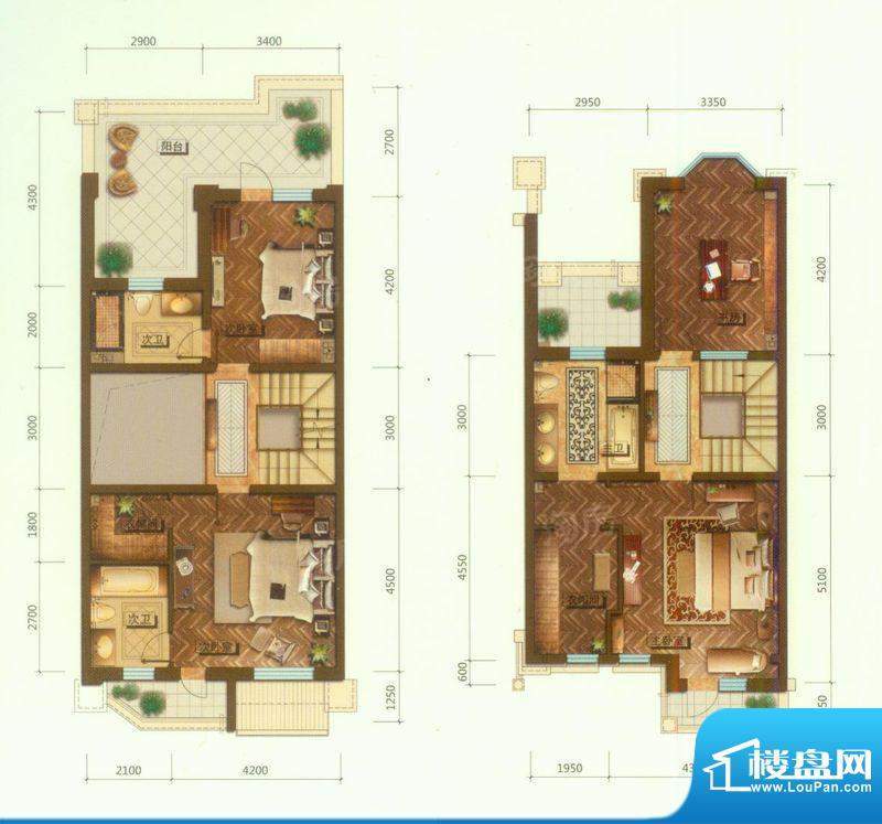 华瀚净月公馆联排B2面积:220.00平米