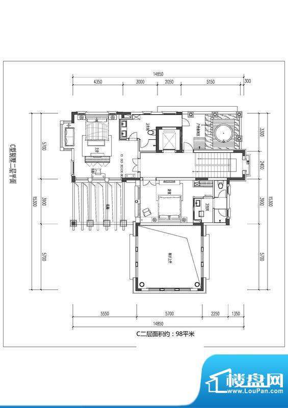 中信台达国际C户型别面积:98.00平米