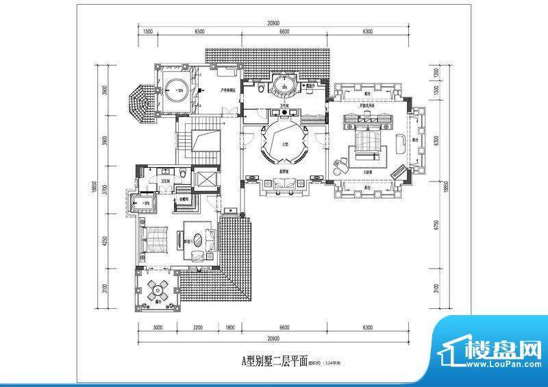 中信台达国际A户型别面积:124.00平米