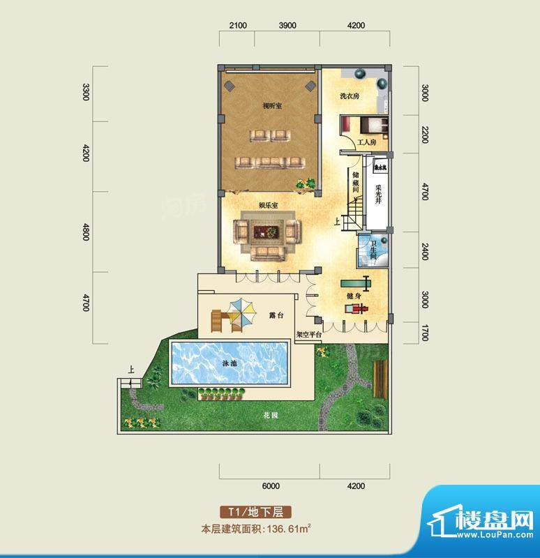 鸿洲江山联排别墅T1面积:359.18平米