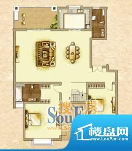 云顶蓝山H户型首层 面积:125.00平米