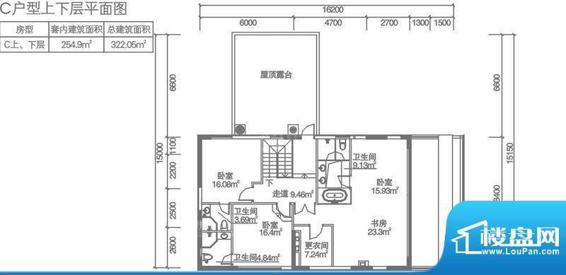 盛木天一方a栋公寓C面积:322.05平米