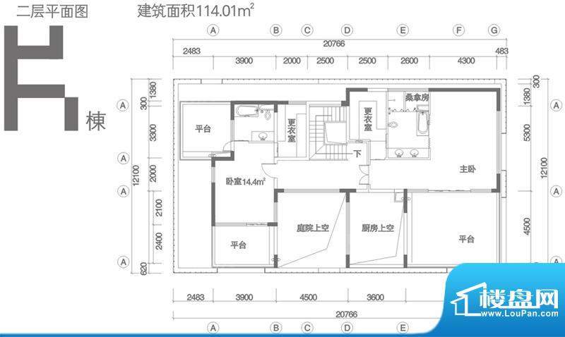 盛木天一方k栋二层平面积:114.01平米