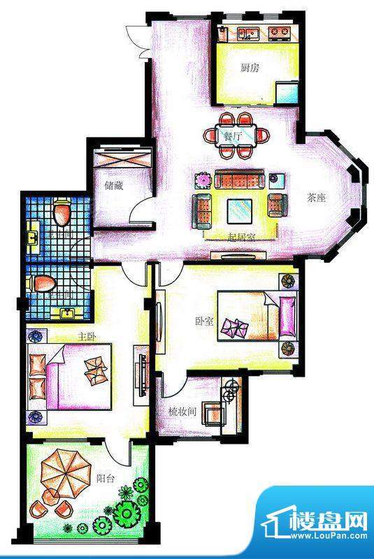 东林藏珑7#F户型图 面积:191.00平米