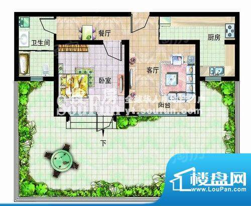 碧海尚城户型K-3一层面积:69.64平米
