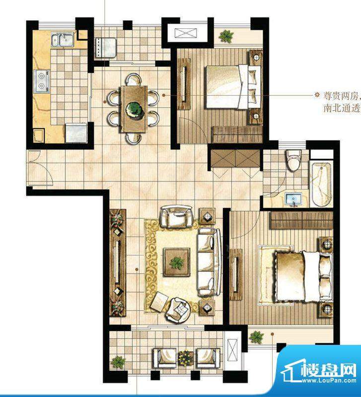 尼德兰花园98平C1户面积:98.00平米