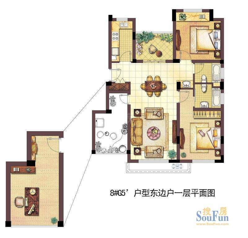 浦发御园8#G5‘户型面积:113.00平米