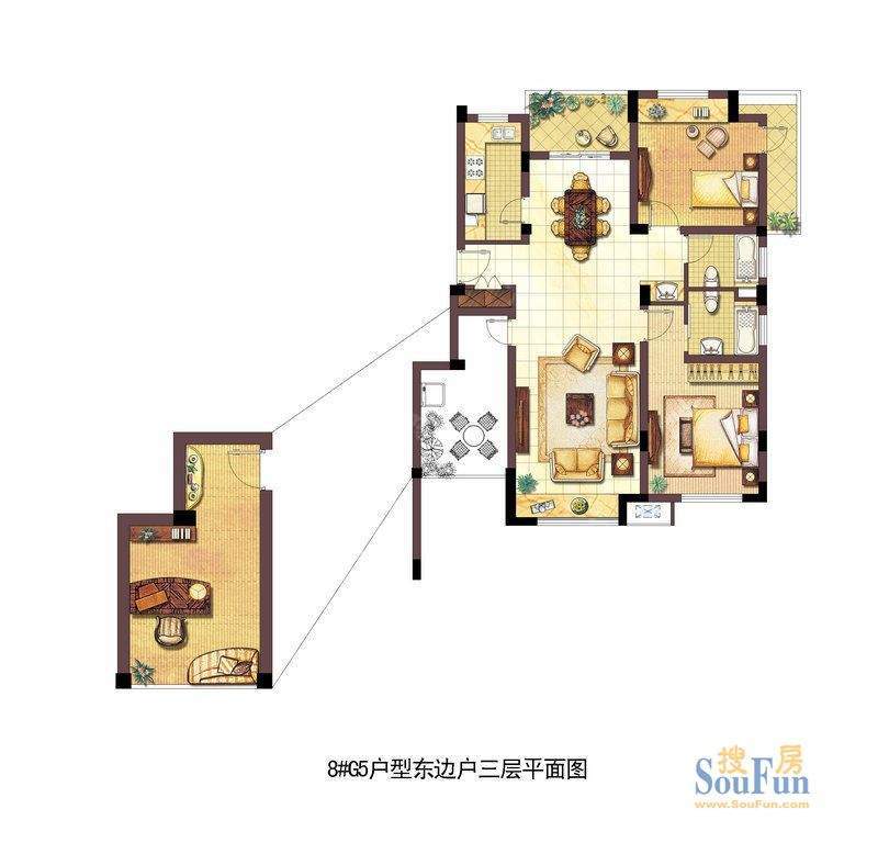 浦发御园8#G5户型东面积:113.00平米