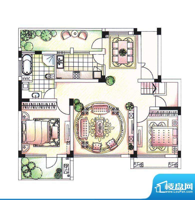 风荷丽景尚城别墅D户面积:206.00平米