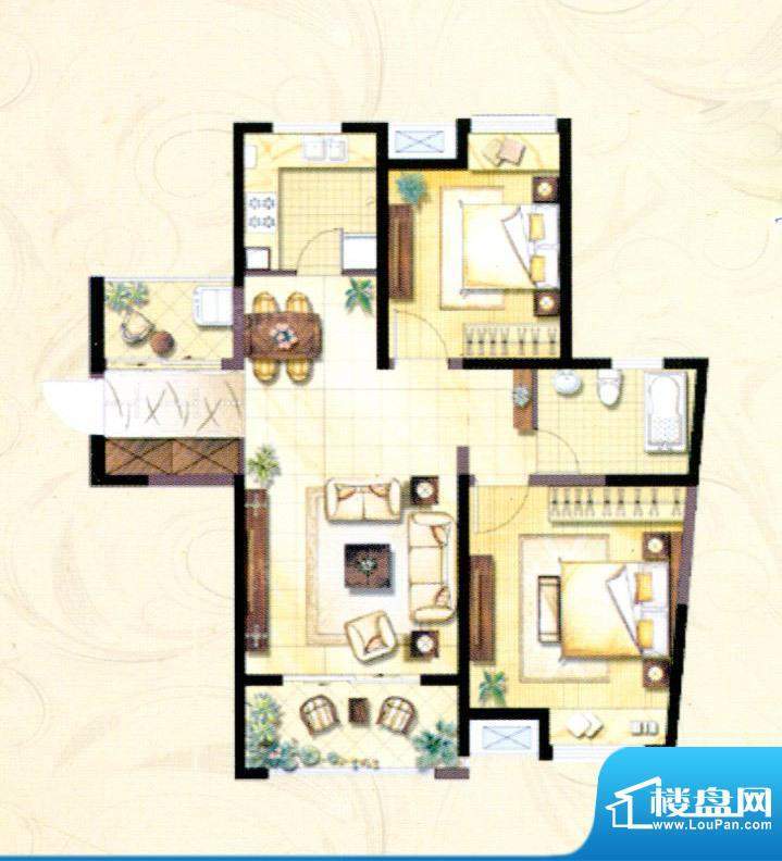 云间名门天御B5户型面积:101.00平米