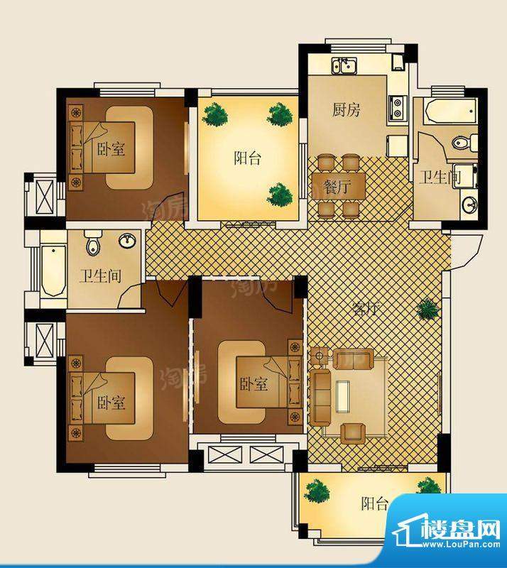 星汇半岛二期C3户型面积:137.00m平米
