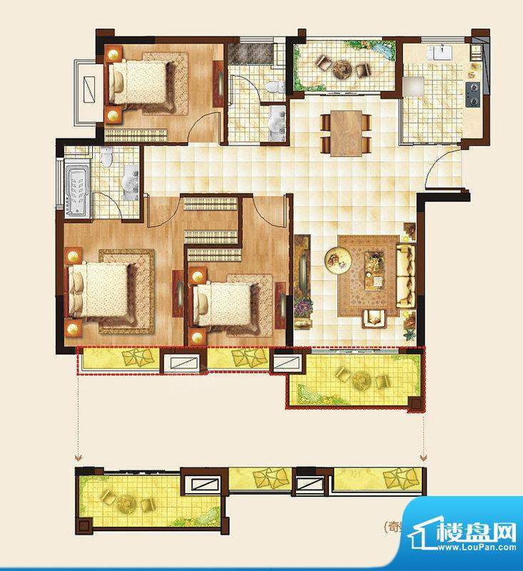 亿丰怡家公馆B-1户型面积:112.00m平米