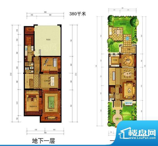 绿城御园别墅排屋F户面积:380.00m平米