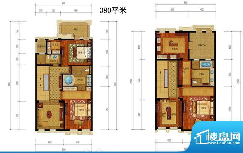绿城御园别墅排屋F户面积:380.00m平米