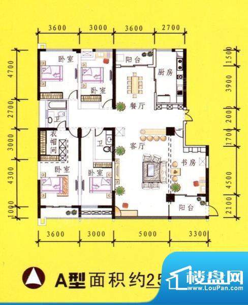 众鑫广场二期A户型 面积:253.24m平米