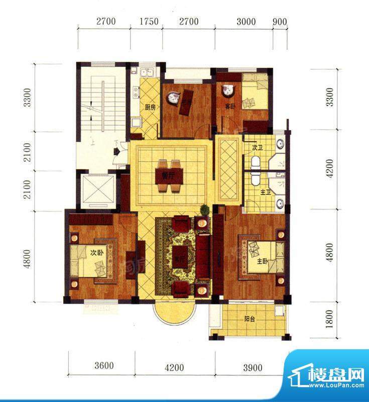 罗马风情城电梯花园面积:129.00m平米