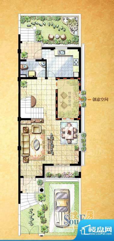 达安御廷别墅C6户型面积:90.00平米