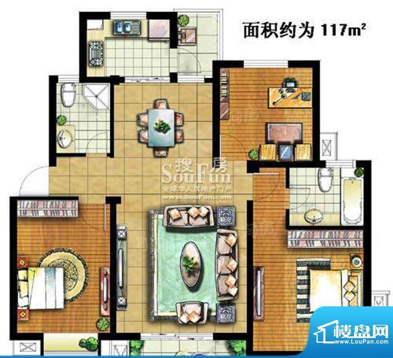 中楠穆溪左岸二期F户面积:117.00m平米