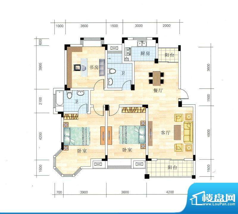 钜和天乐苑D1户型图面积:134.00m平米