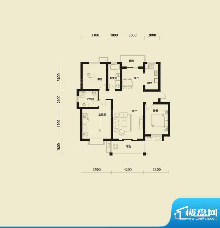 华发雅苑E4户型 3室面积:125.62m平米