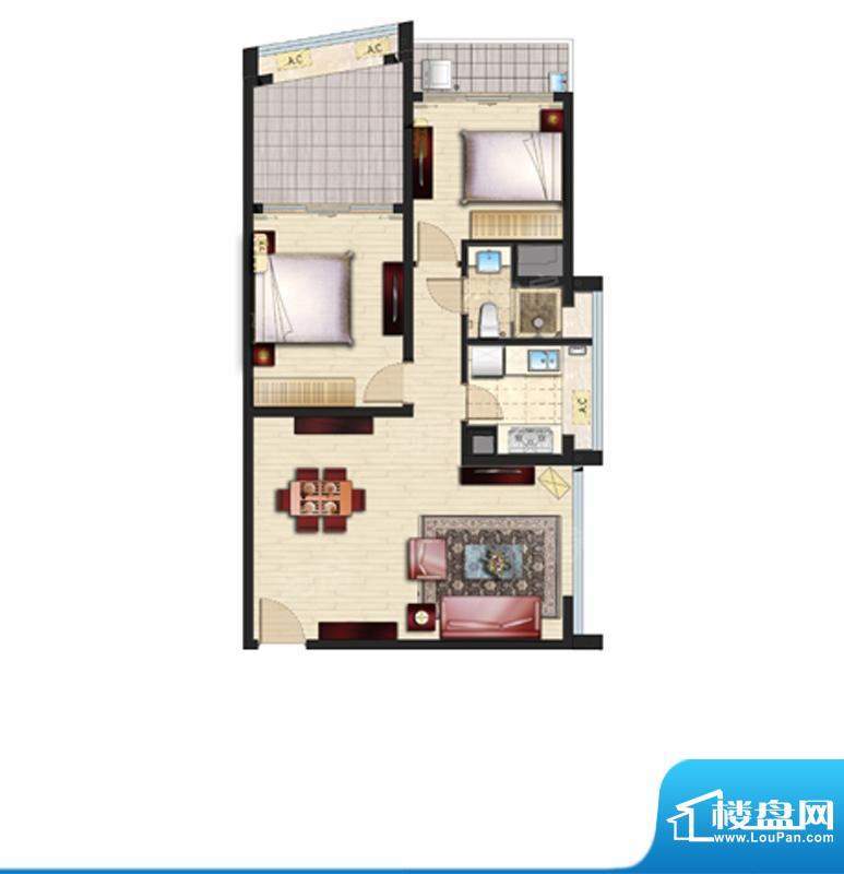 旭辉广场高层C07户型面积:99.00m平米