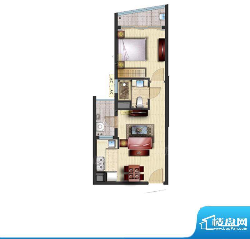 旭辉广场高层C08户型面积:54.00m平米