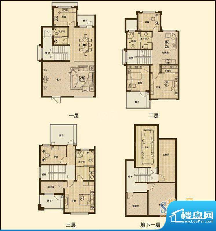 奥都庄园别墅A户型 面积:329.43m平米