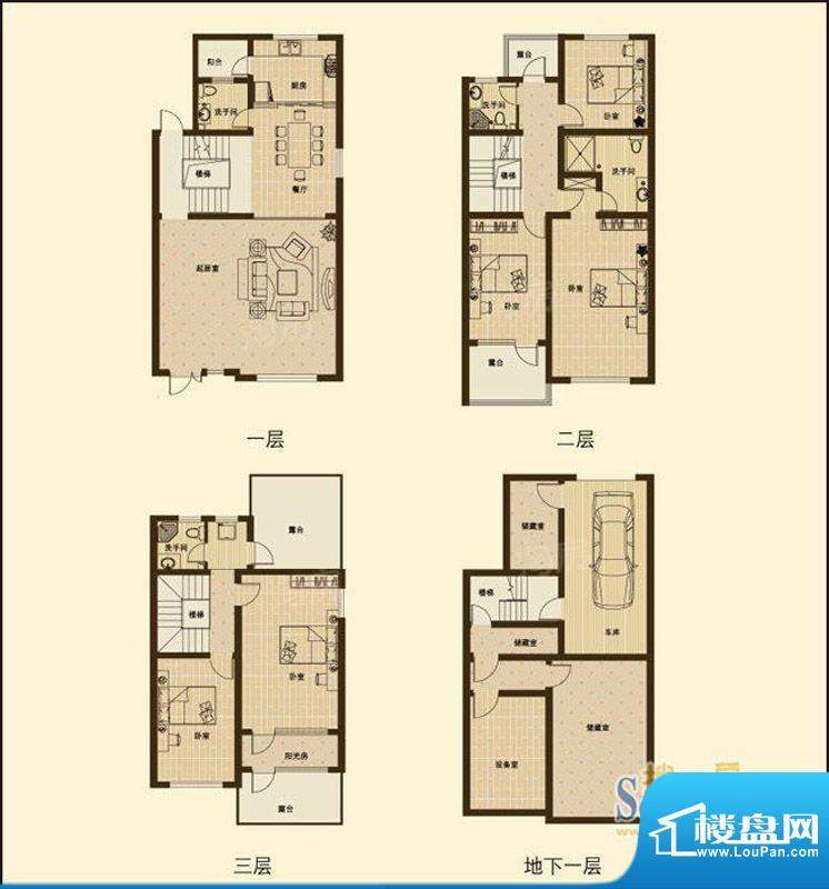 奥都庄园别墅H户型 面积:308.17m平米